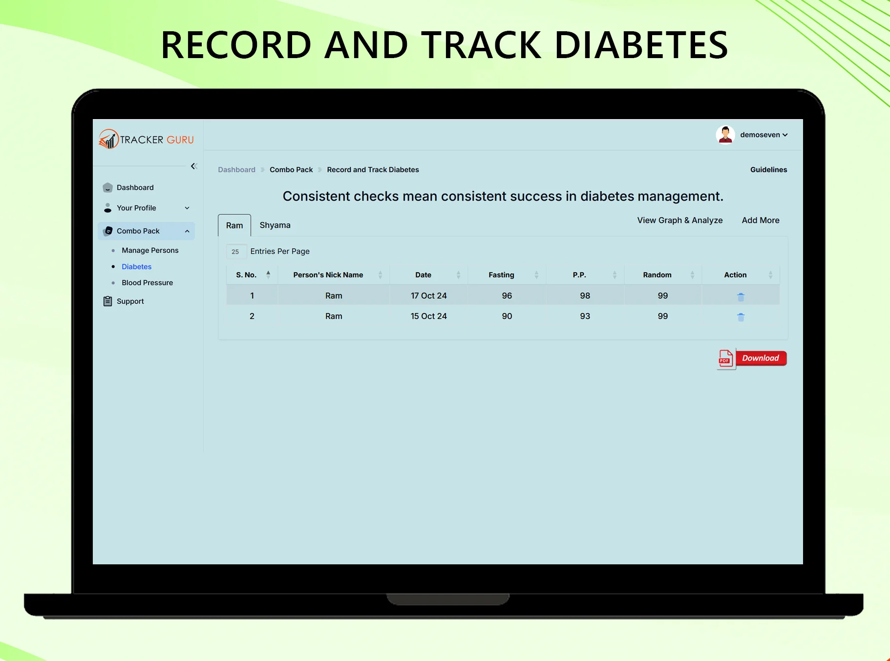 Record and Track Diabetes