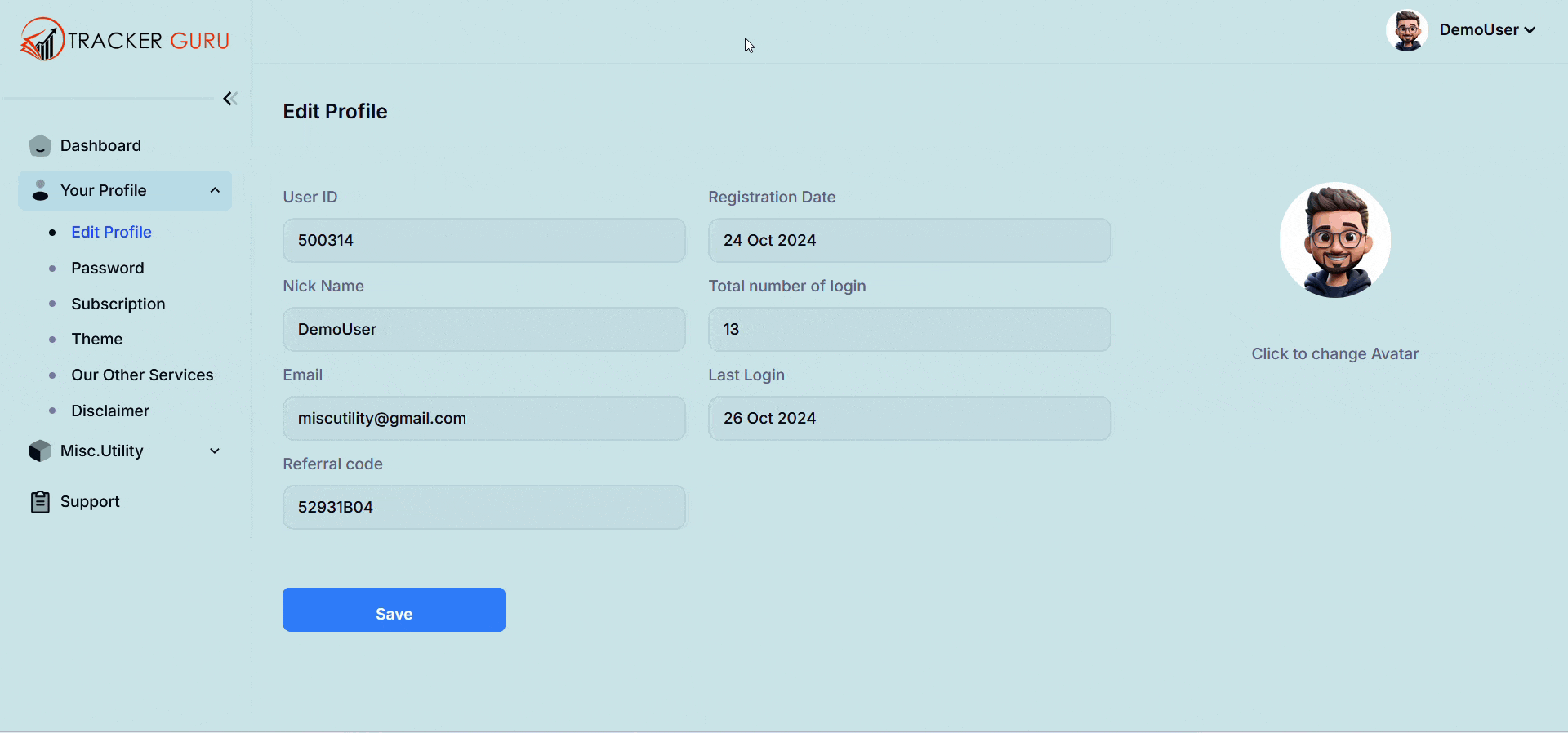 Change Theme Colour in Utility Bills Tracker